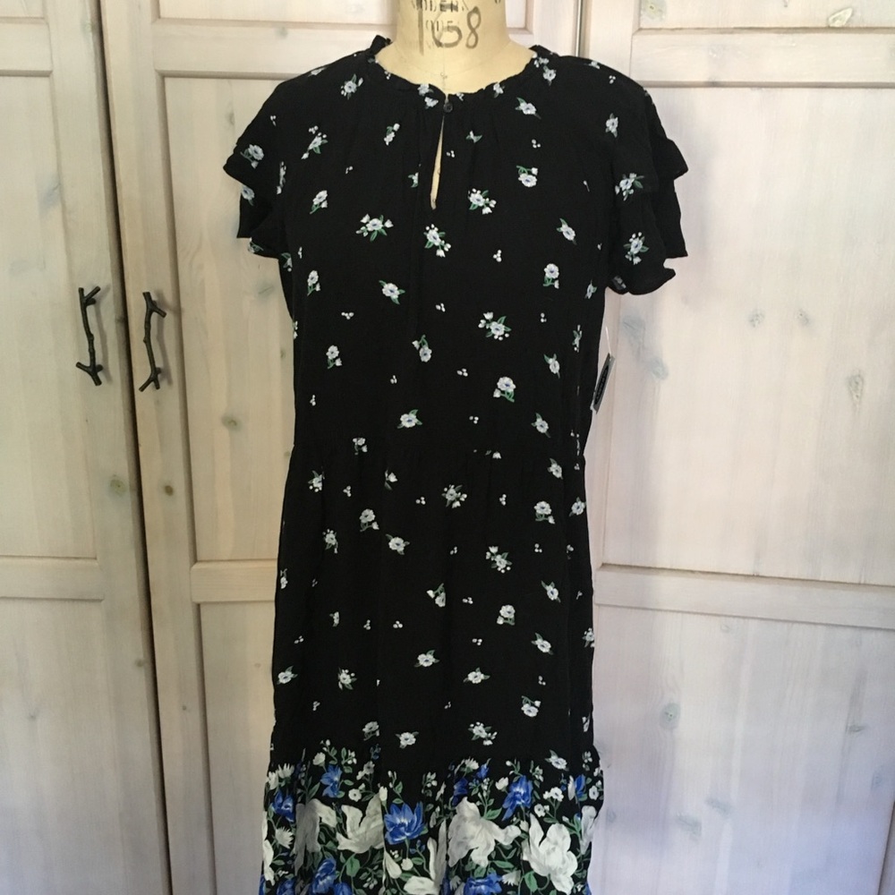 Old Navy Black Floral Mini Dress